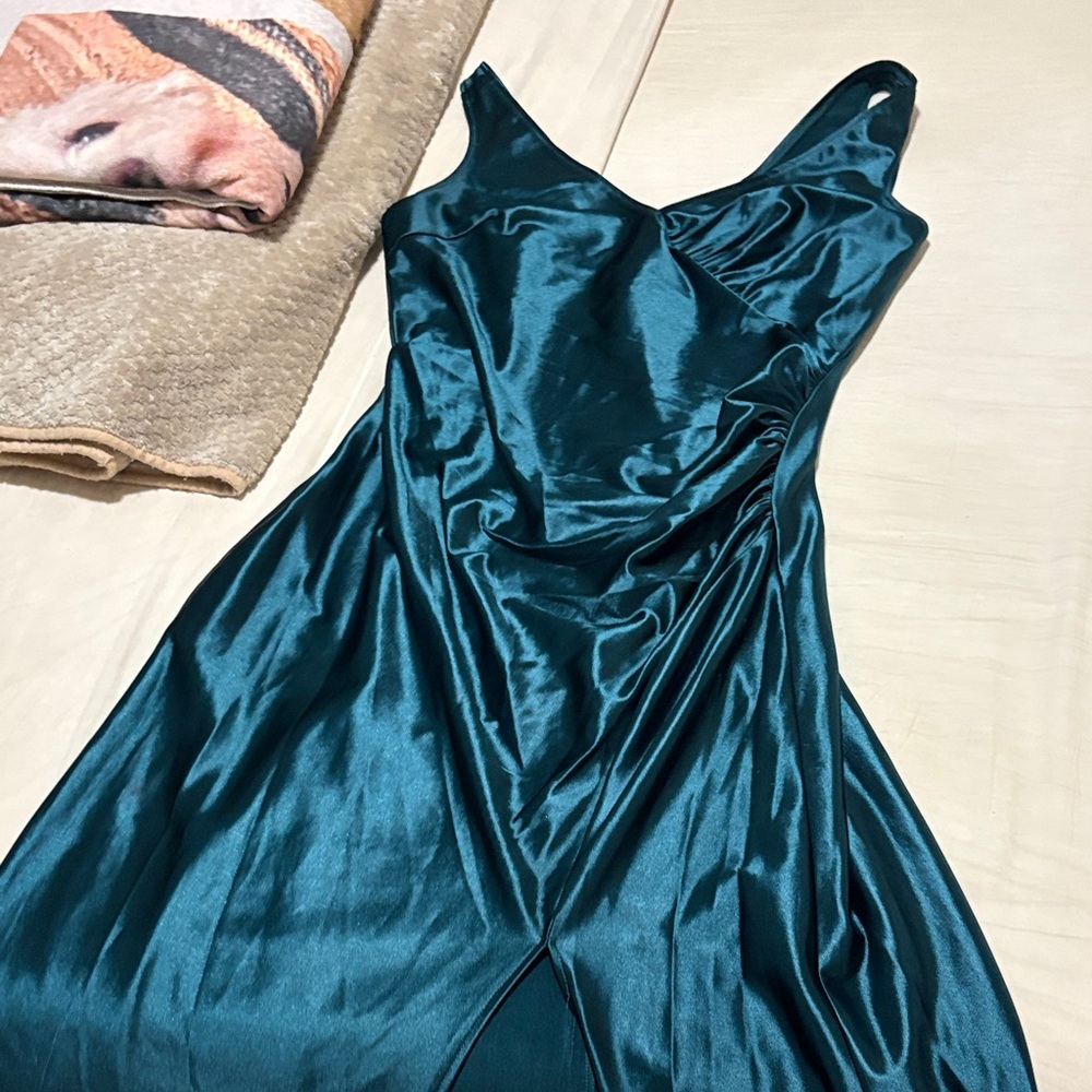 Sophisticated Teal Satin Gown